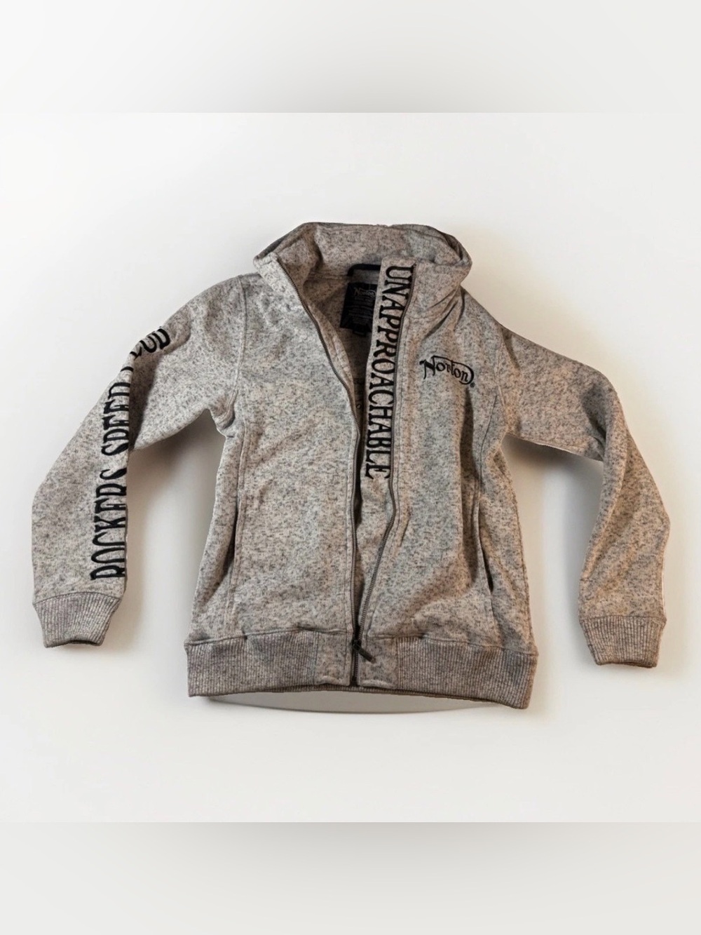 Norton Motorcycles Full Zip Sweater Jacket Men’s M Gray Hideaway Hood Rockers